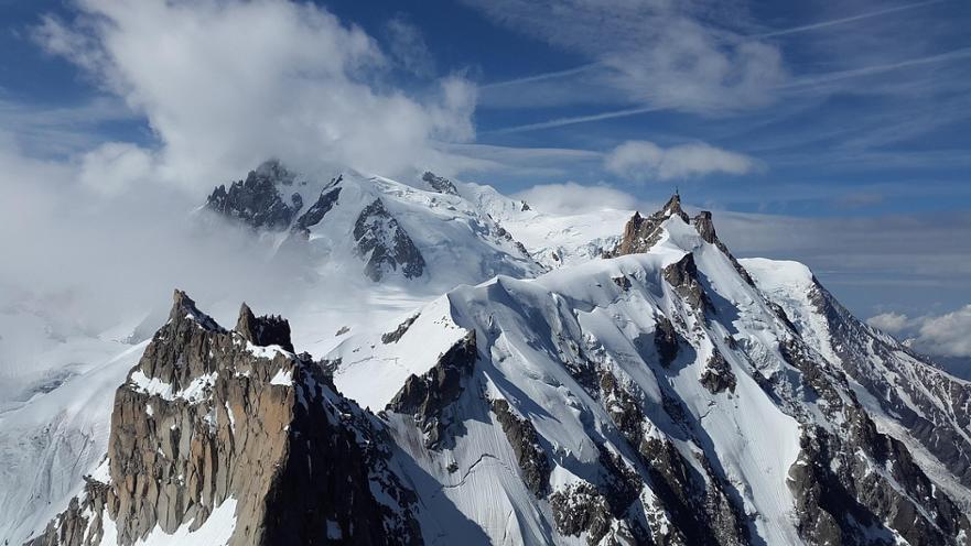 mountains, summit, aiguille du midi, chamonix, high mountains, alpine, snow, nature, high, landscape, france, wintry, mountaineering, cold