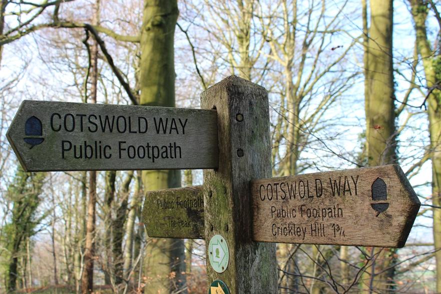 sign post, forest, nature, trees, cotswold way